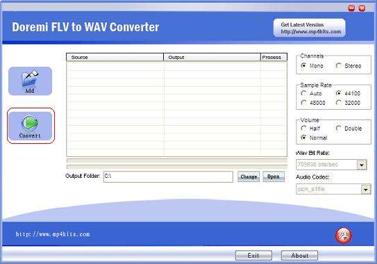Convert FLV fiels to WAV files with one click